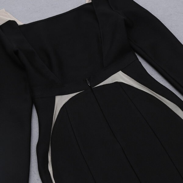 Charmaine Black Long Sleeve Backless Mini Dress - Image 3