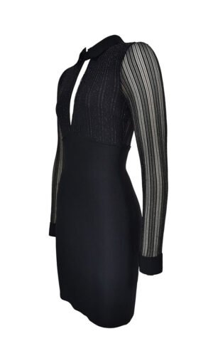 Lennon Black Long Sleeve Bandage Dress with Sequin