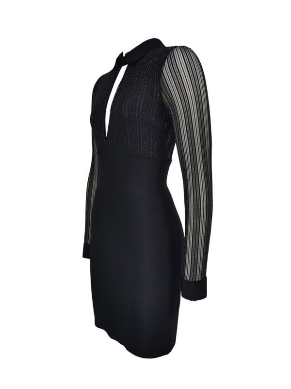 Lennon Black Long Sleeve Bandage Dress with Sequin