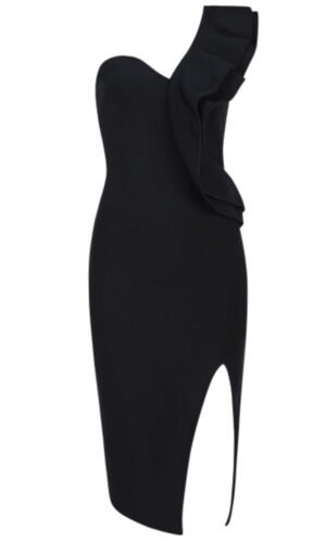 Trixy Black One Shoulder Bandage Dress