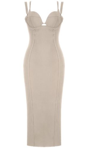 Kamila Sexy Beige Midi Dress