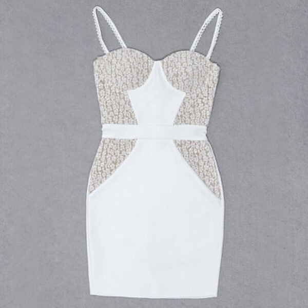 Lucille Spaghetti Strap Lace Bustier Structured Mini Dress - Image 6