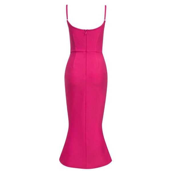 Sylvie Hot Pink Bustier Spaghetti Strap Midi Dress - Image 7