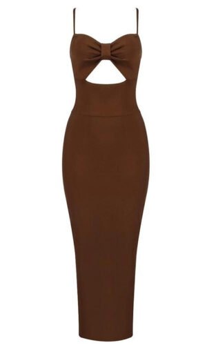 River Brown Midi Bandage Dress