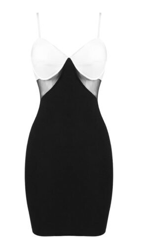 Kate Black White Spaghetti Strap Mini Dress