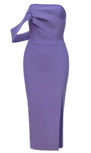 Cecelia Off Shoulder Midi Dress Purple