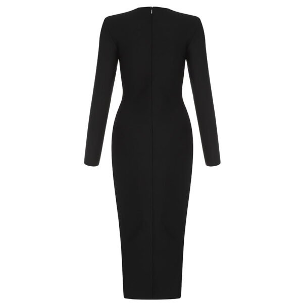 Fay Black Long Sleeve Midi Dress with Mesh Insert - Image 2