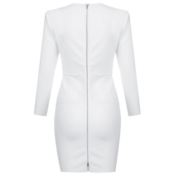 Julissa White Mini Long Sleeve Bandage Dress - Image 6