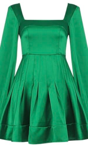 Harper Long Sleeve Green Mini Dress
