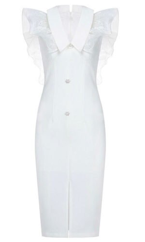 Maisie Sleeveless White Midi Lace Dress