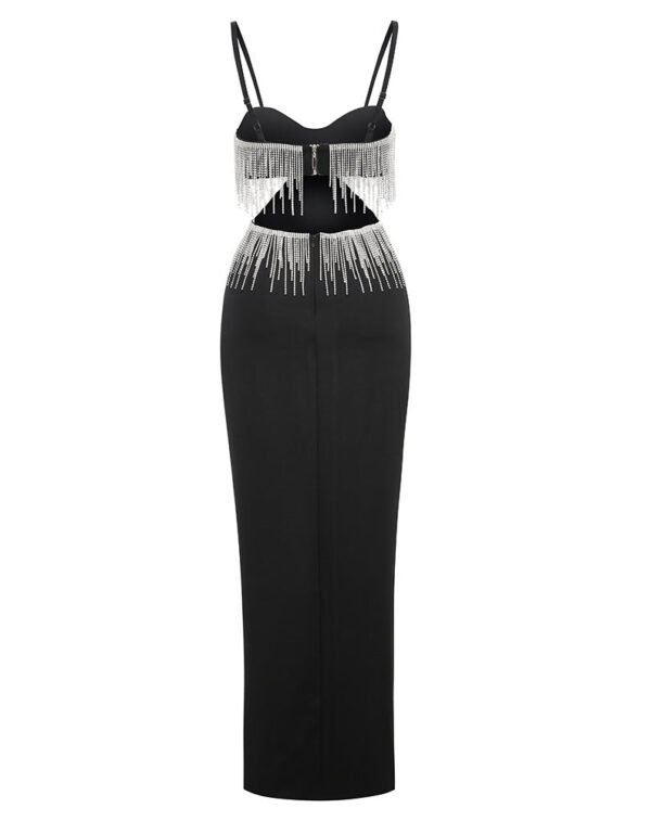 Finley Black Strap Bustier Rhinestone Midi Dress - Image 3