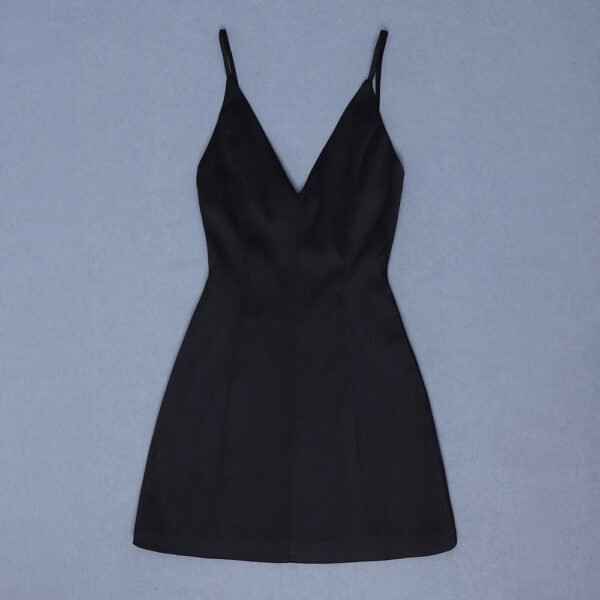 Laticia Black V Neck Sleeveless Mini Dress - Image 7