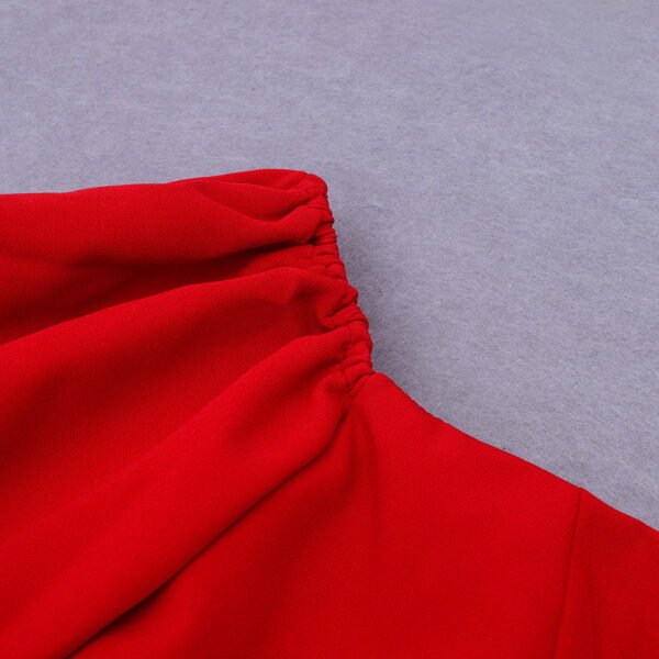 Journee V Neck Puff Sleeve Red Jumpsuit - Image 3