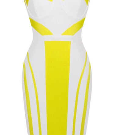 sexy yellow and white dress