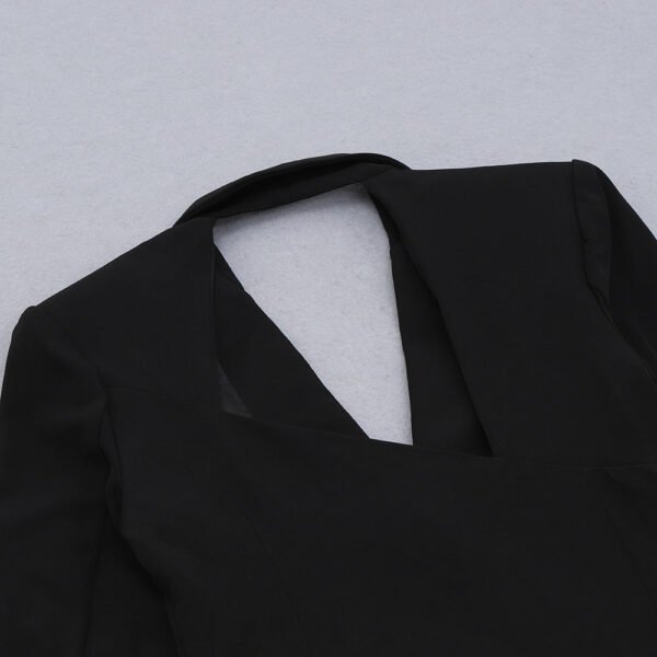 Karina Black Long Sleeve Open Back Mini Blazer Dress - Image 13