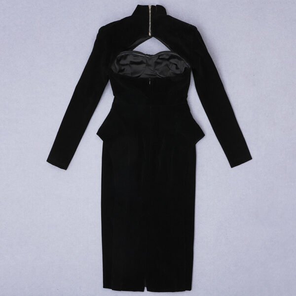 Kallie Black Long Sleeve Structured Midi Dress - Image 9