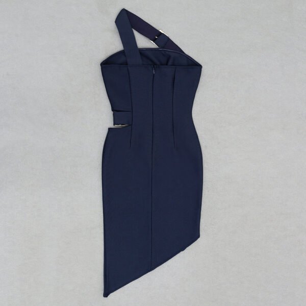 Flora Blue One Strap Asymmetric Mini Dress - Image 5