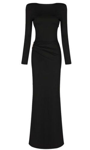 Juliette Black Long Sleeve Maxi Dress with Opne Back