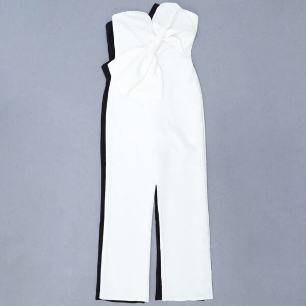 Kai Strapless White Bow Detail Jumpsuit - Image 3