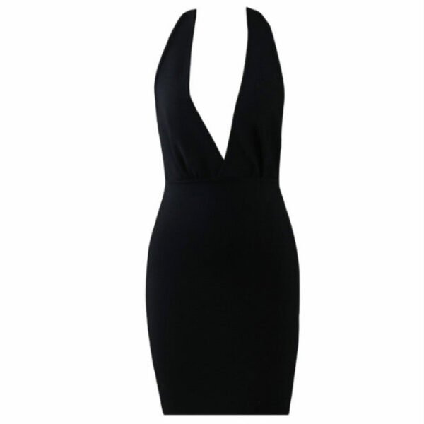 Hannah Black Halter Backless Mini Dress