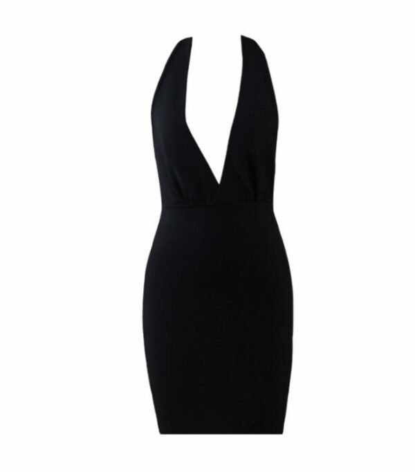 Hannah Black Halter Backless Mini Dress