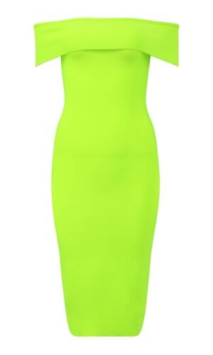 Kallie Green Midi Off Shoulder Bandage Dress