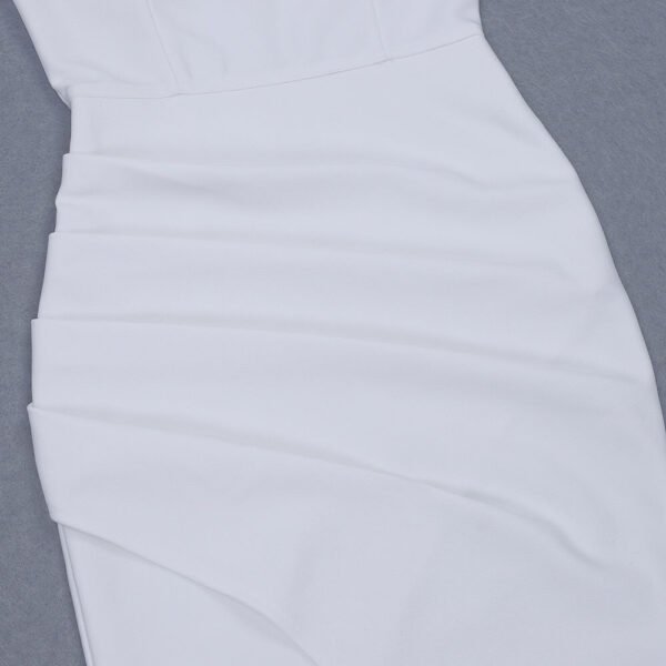 Kenley White Draped Off Shoulder Midi Dress - Image 3