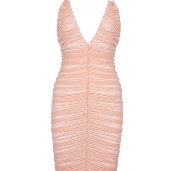 Maria Coral Open Back Ruched Mini Dress