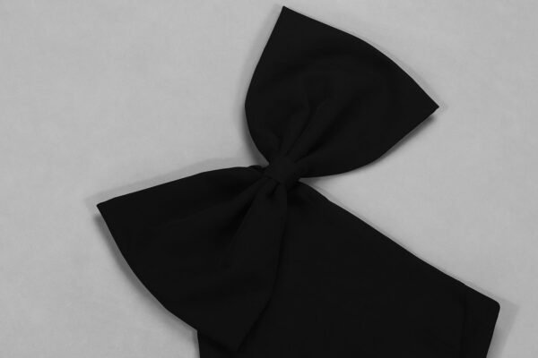 Letta Big Bow Shoulder Dress- Black - Image 10