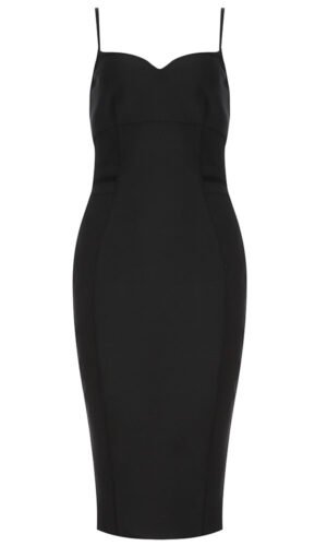 Marley Black Side Striped Mesh Midi Dress