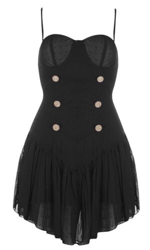 Taylor Black Spaghetti Strap Mini Dress