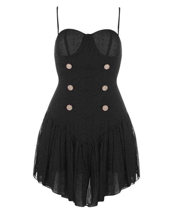 Taylor Black Spaghetti Strap Mini Dress