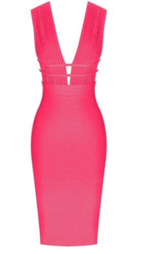 Karlie Rose Pink Deep V Neck Bandage Dress