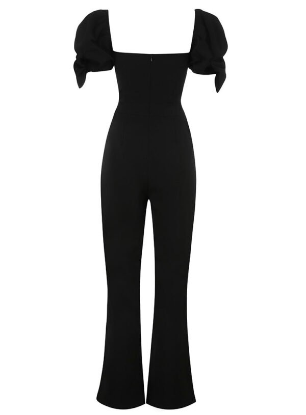 Livia Puff Sleeve Black Jumpsuit - Image 2