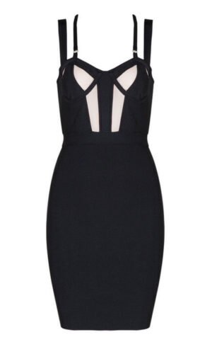 Danila Black Mesh Bustier Bandage Dress