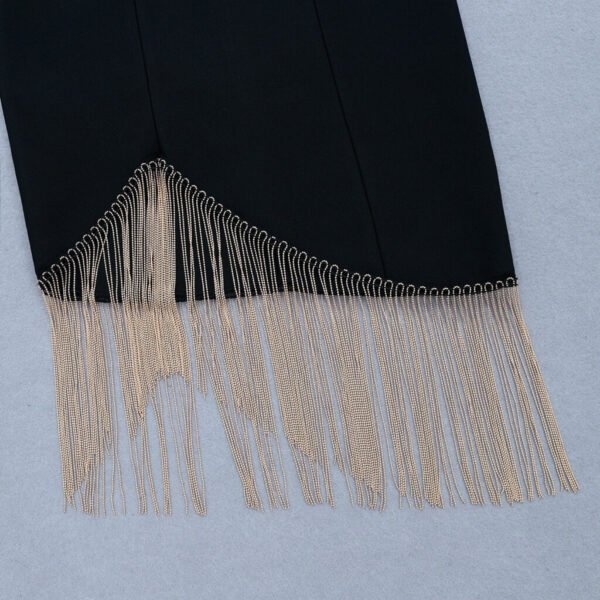 Caitlin Black Gold Tassel Bandage Dress - Image 5