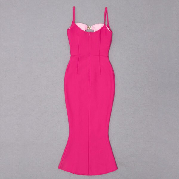 Sylvie Hot Pink Bustier Spaghetti Strap Midi Dress - Image 13