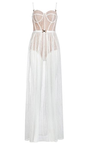 Natalia Spaghetti Strap Lace Corset Maxi Dress