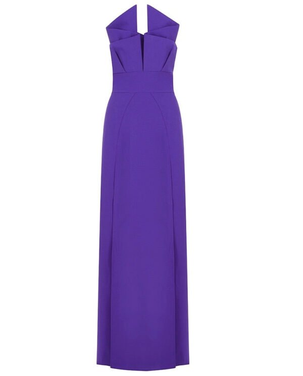Irina Strapless Draped Detail Purple Maxi Dress