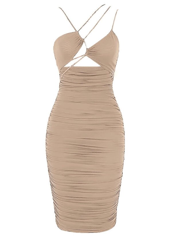 Faith Strappy Sleeveless Beige Midi Dress