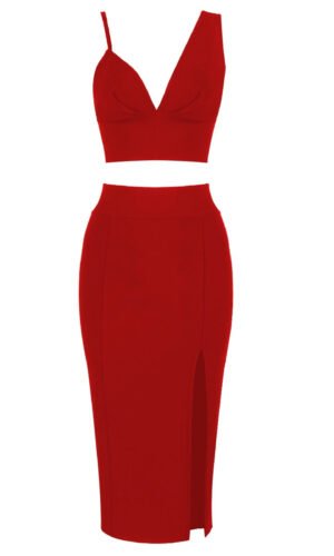 Chana Red Two-Piece Dress Set