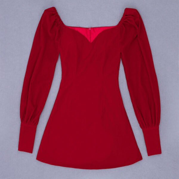 Ivy Red Puff Sleeve Short Dress - Image 9