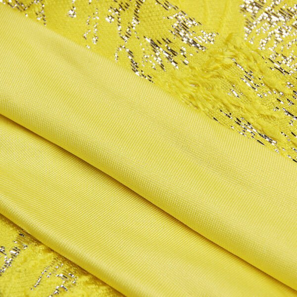 Noelle Yellow Jacquard V Neckline Shorts Suit - Image 4