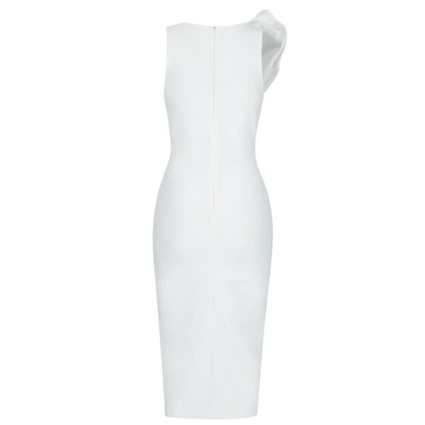 Malia White Frill Shoulder Detail Midi Dress - Image 2