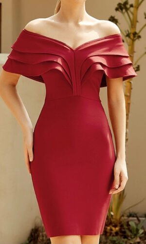 Holly Red Off Shoulder Ruffle Mini Dress
