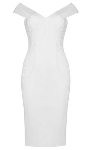 Hailey White Off Shoulder Midi Dress
