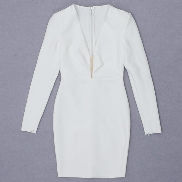 Julissa White Mini Long Sleeve Bandage Dress - Image 8