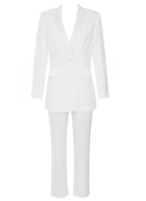 Oakleigh 3 Piece White V-Neck Suit Set - Image 2