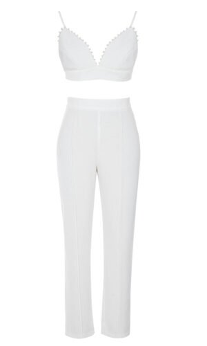 Oakleigh 3 Piece White V-Neck Suit Set