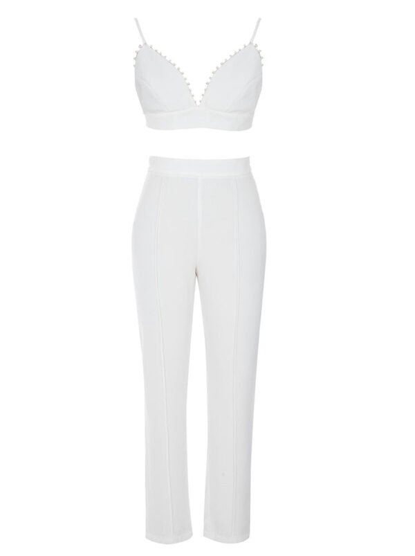 Oakleigh 3 Piece White V-Neck Suit Set